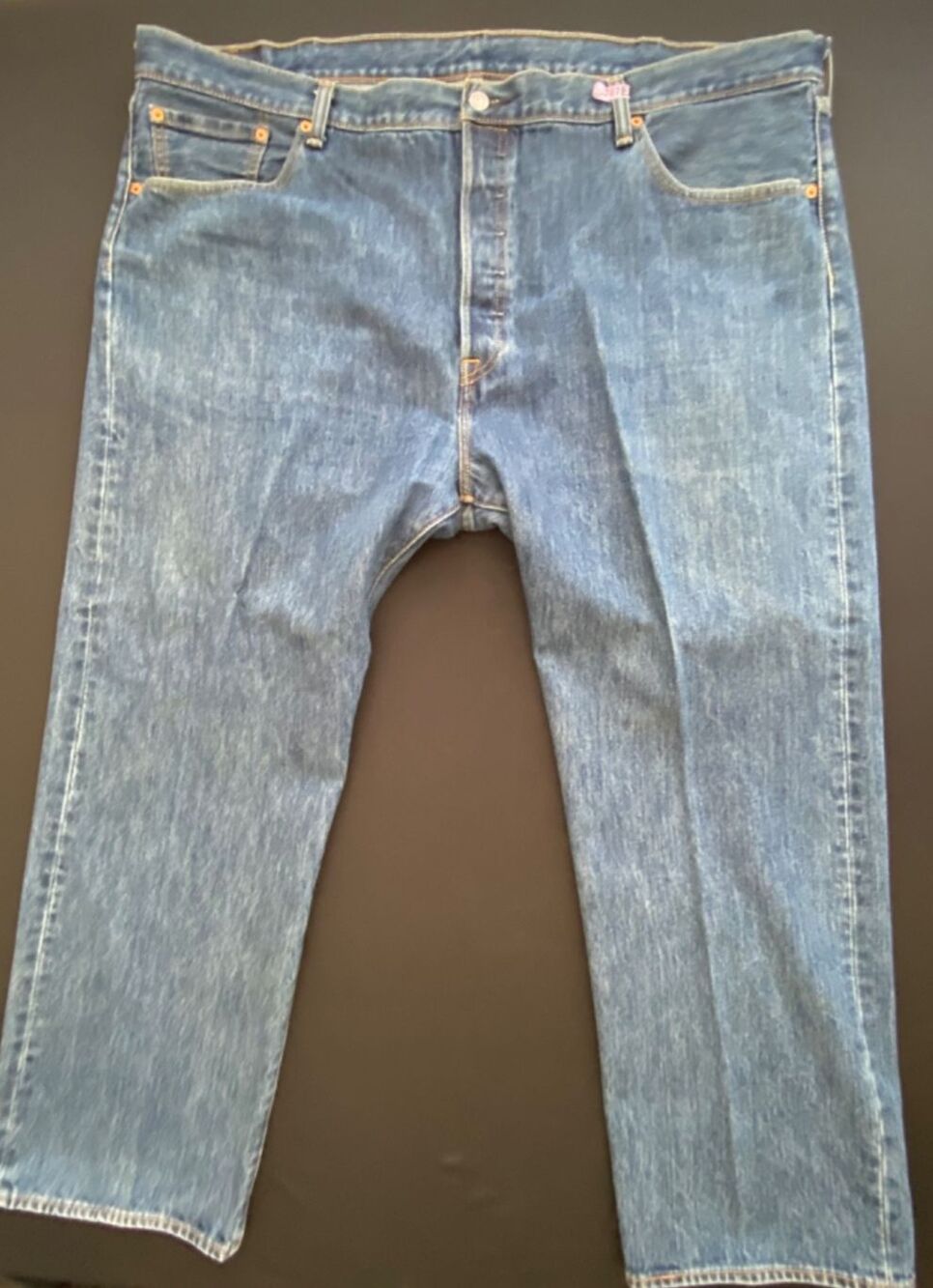 Levis 501 Regular Fit Straight Leg Blue Jeans Mens 46X30 Red Tab 5 Pocket Denim - Picture 2 of 12